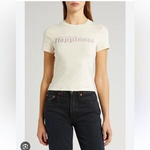Re/Done Vintage white Classic Happy ‘s tee NWT MEDIUM